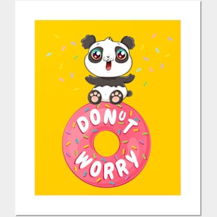 Panda on donut Posters and Art